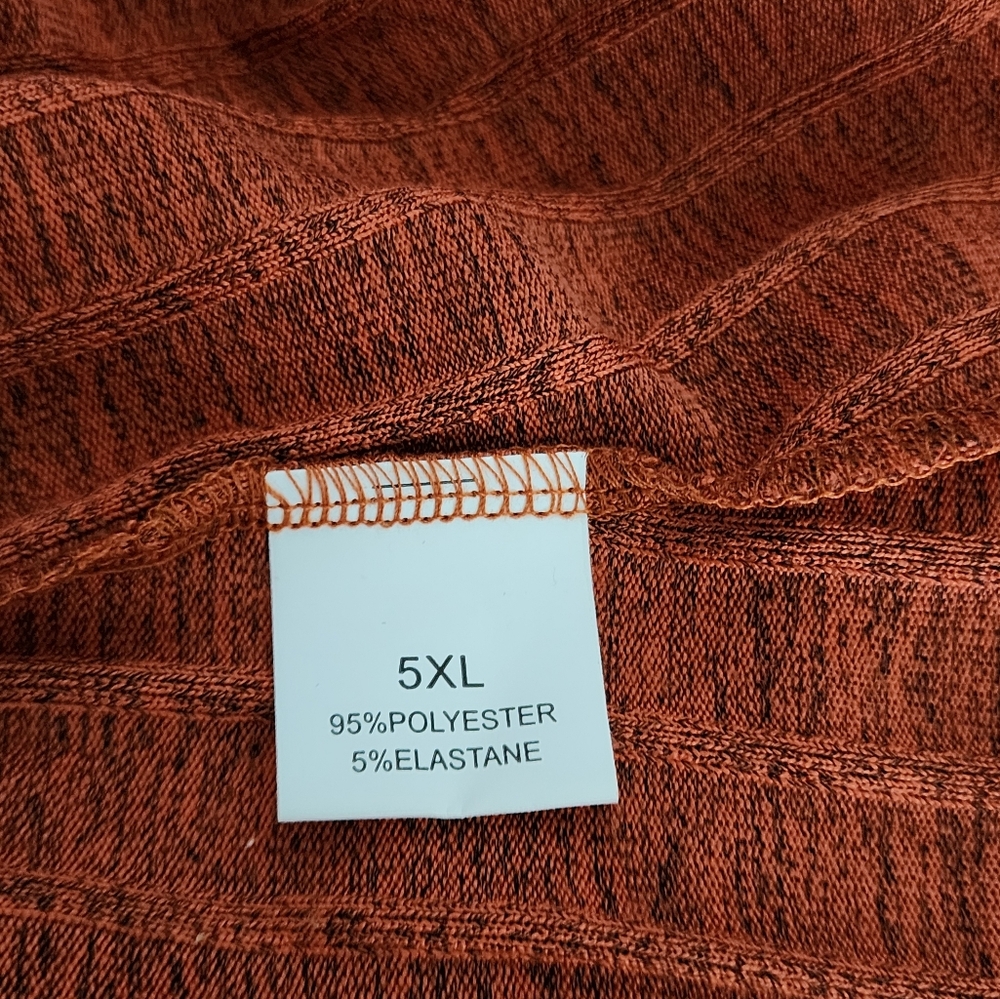 Rust Orange Ribbed Long Sleeve Women's Dress - Picture 3 of 3